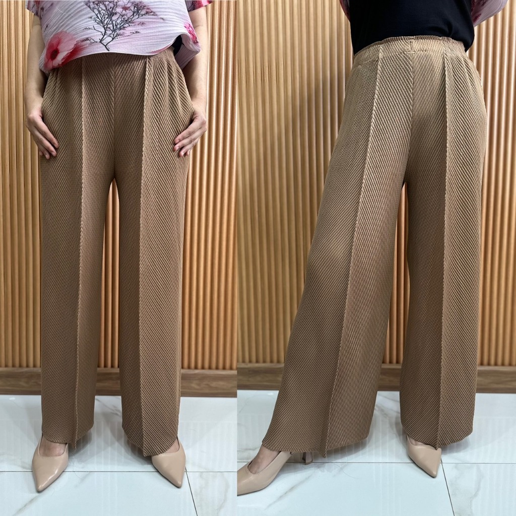 PleatByNisa A823 กางเกงอัดพลีทผ้าพรีเมียม เนื้อผ้าคุณภาพ Polyester100% - รูปที่ 2