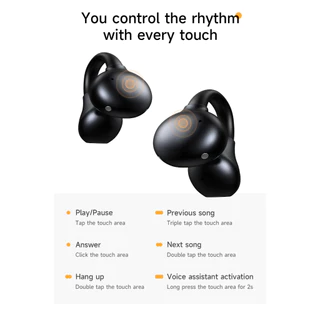 HOCO EA8 หูฟังไร้สาย แบบหนีบหู Clip-on รองรับแอป hoco. music ปรับแต่งเสียงและคอนโทรล แบต 6 ชม. hc3