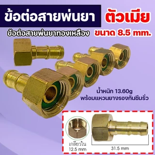 ข้อต่อสายพ่นยาทองเหลือง (ตัวเมีย) 8.5มม.ข้อต่อพ่นยา ข้อต่อเครื่องพ่นยา แบบเกลียวในตัวเมีย