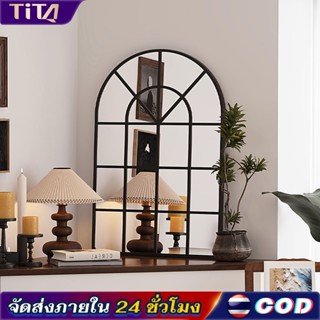 TiTa กระจกเงาเต็มตัวสไตล์ย้อนยุคฝรั่งเศส กระจกตกแต่งลายตาข่า…