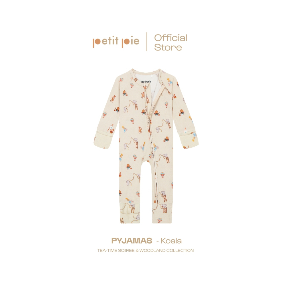 Petit Pie Zip Sleepsuit - Koala ชุดนอนเด็กแรกเกิด ผ้าใยไผ่ธรรมชาติ อ่อนโยนต่อผิว ผ้าโปร่งเย็นสบาย รับรองโดย OKEO-TEX