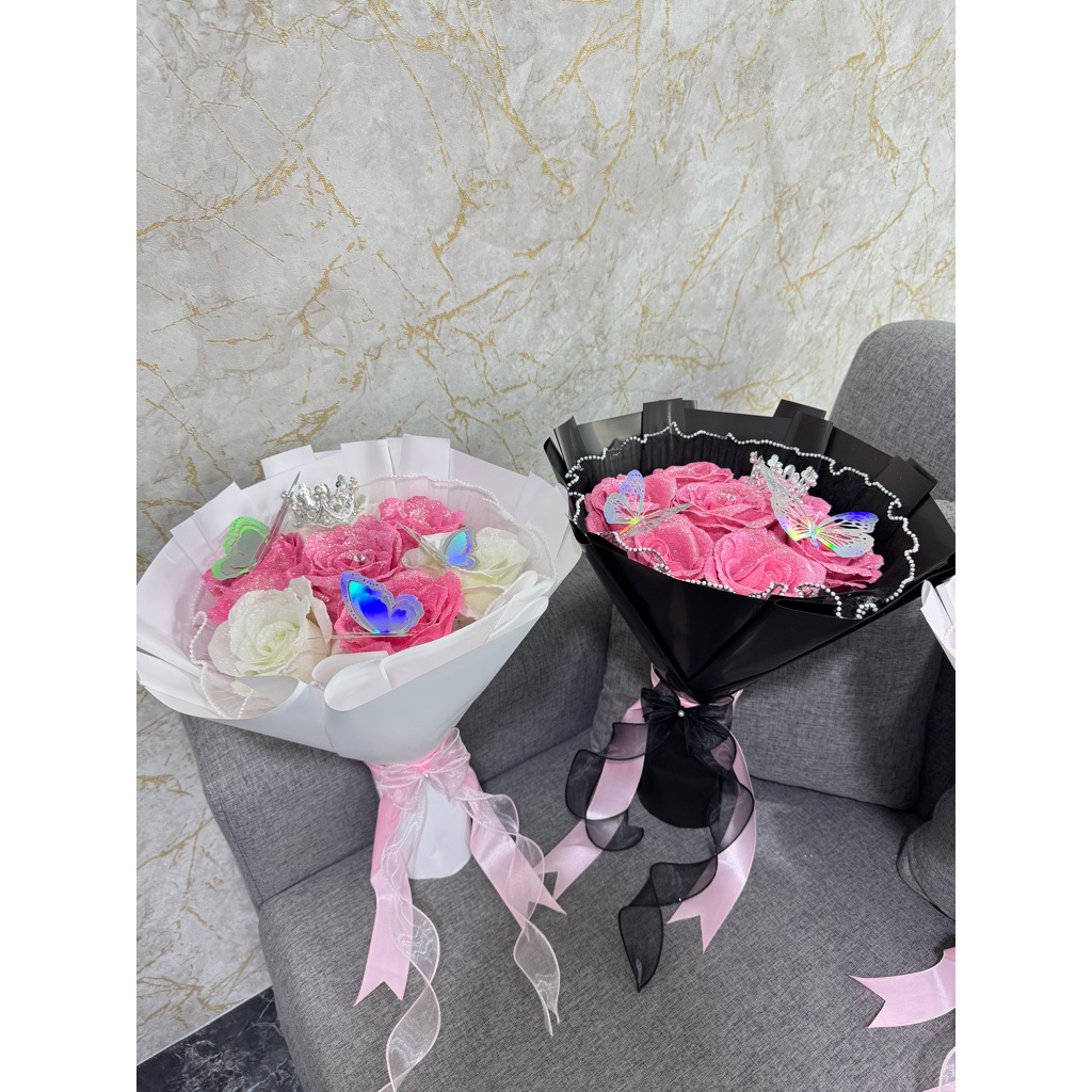 ส่ง1-2ก.พ.📍กุหลาบกลิตเตอร์🌹ช่อ7ดอก ฟรี!!!ของตกแต่ง - รูปที่ 2