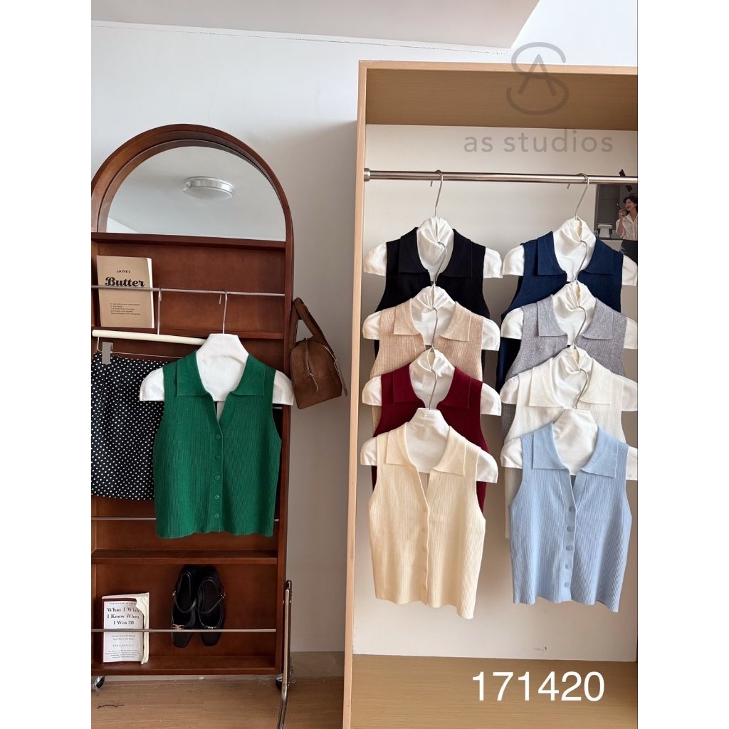 เสื้อไหมพรมOne-kคอปกกระดุมผ้าร่องผ้ายืดหยุ่น