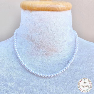 สร้อยคอมุก ใส่กับชุดไทย(ตะขอสแตนเลส) สร้อยคอลูกปัดมุก 5/6/8มิล สร้อยคอมุกเด็ก ใส่ออกงานแสดง เครื่องประดับชุดไทย