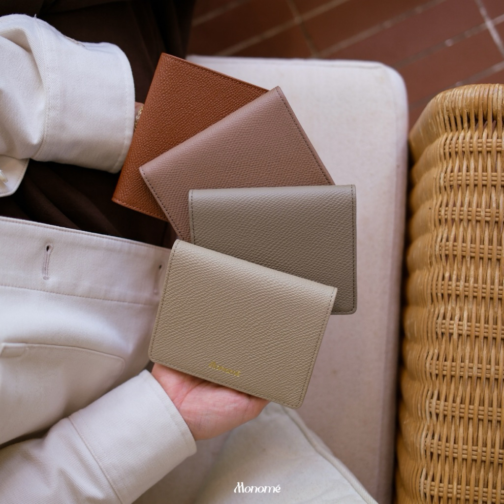 DEMI Bi-fold wallet กระเป๋าสตางค์ทรงพับครึ่ง ใส่แบงก์พันเต็มใบ มีช่องใส่เหรียญ small leather bag กระเป๋าตังค์ รูปที่ 5