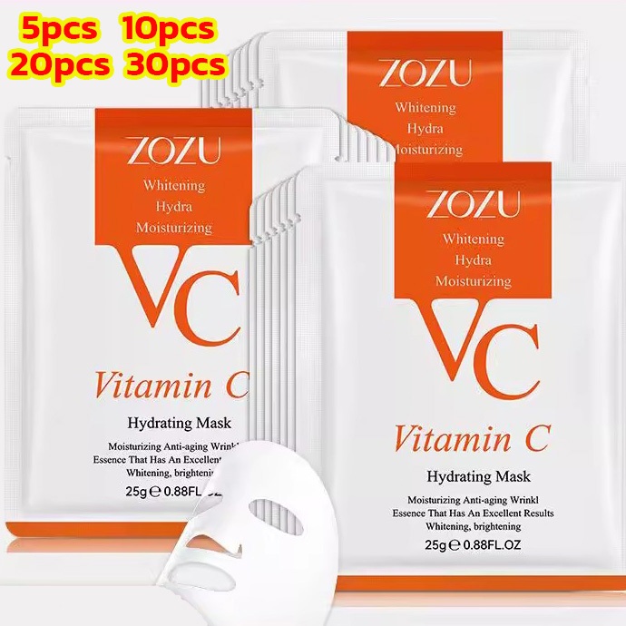 【5/10/20/30 แผ่น】ZOZU VC Maskมาส์กวิตามินซีหน้าขาวกระจ่างใส หน้าเนียนนุ่มชุ่มชื้น ลดริ้วกรดไฮ🔥คุณภาพดีราคาถูก
