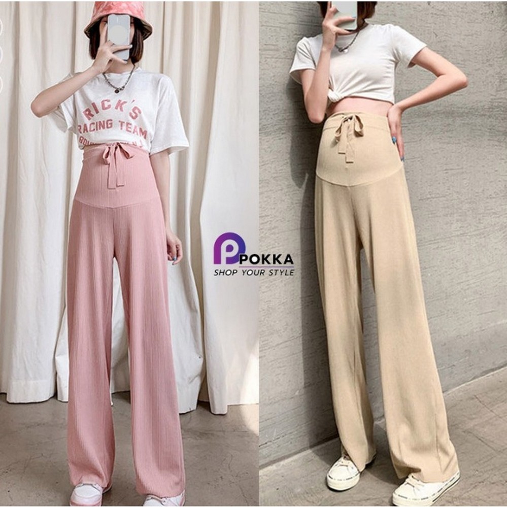 subscrub กางเกงคลุมท้องผู้หญิง กางเกงขายาวคนท้อง เสื้อผ้าคนท้องแฟชั่นเนื้อผ้านุ่มทรงหลวมสบายในราคาน่