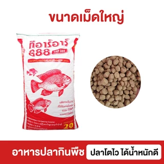 TRR 888 อาหารปลากินพืช ทีอาร์อาร์ เม็ดใหญ่ โปรตีน 15.5% อาหารปลานิล ปลาชะโด ปลาบึก ปลาสวาย ขนาด 20 kg.