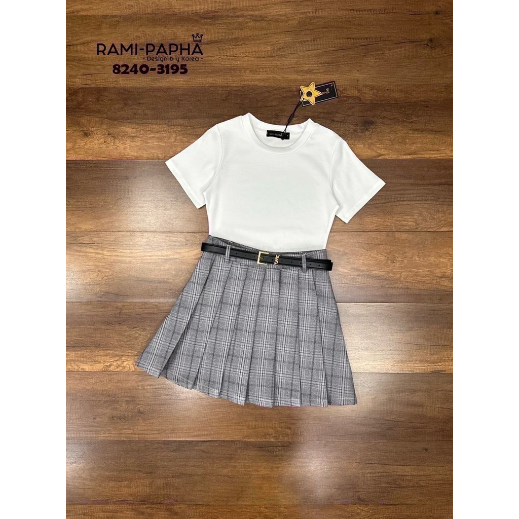 พร้อมส่ง XS-XL⚡️RM 8240 เสื้อ+กระโปรงสต๊อตสีเทา+ขข สวยสไตล์ลูกคุณ - รูปที่ 5