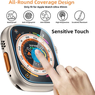 ฟิล์มกระจกนิรภัยสำหรับ Apple Watch Ultra 2 49 มม. พร้อมเครื่องมือจัดตำแหน่ง ฟิล์มกันรอยหน้าจอ HD สำหรับ iWatch Ultra 49