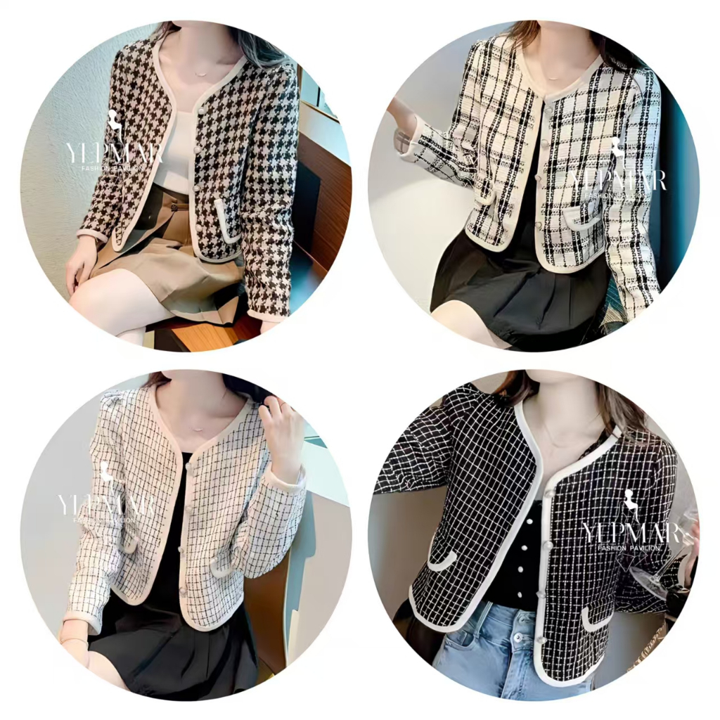 เสื้อคลุมผ้าทวีต ลายตาราง ใส่ทำงาน เสื้อคลุมใส่ทำงาน Clothing ผู้หญิง