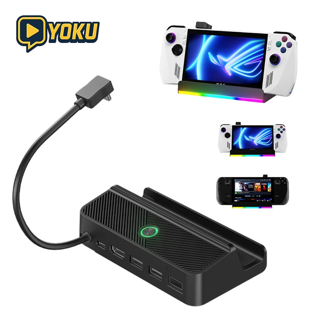 Dock 6-in-1 สำหรับ ROG Ally X / Steam Deck / OLED | รองรับ 4K HDMI, Gigabit LAN, USB-C PD 100W | พร้