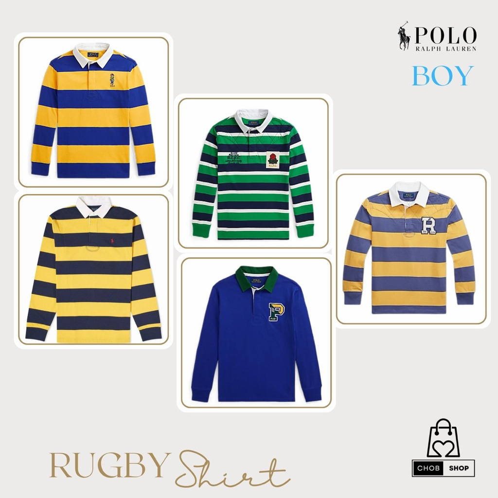 [New_ของแท้💯%_พร้อมส่ง]_Polo Ralph Lauren-BOY-Rugby Shirt ลายขวาง BOY Size