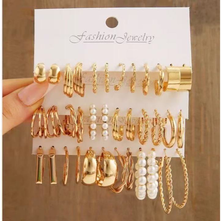 (พร้อมส่ง ส่งไวในไทย)  ต่างหู เครื่องประดับ ชุดต่างหู ต่างหูแฟชั่น เซท 6 คู่ ต่างหูแฟชั่น