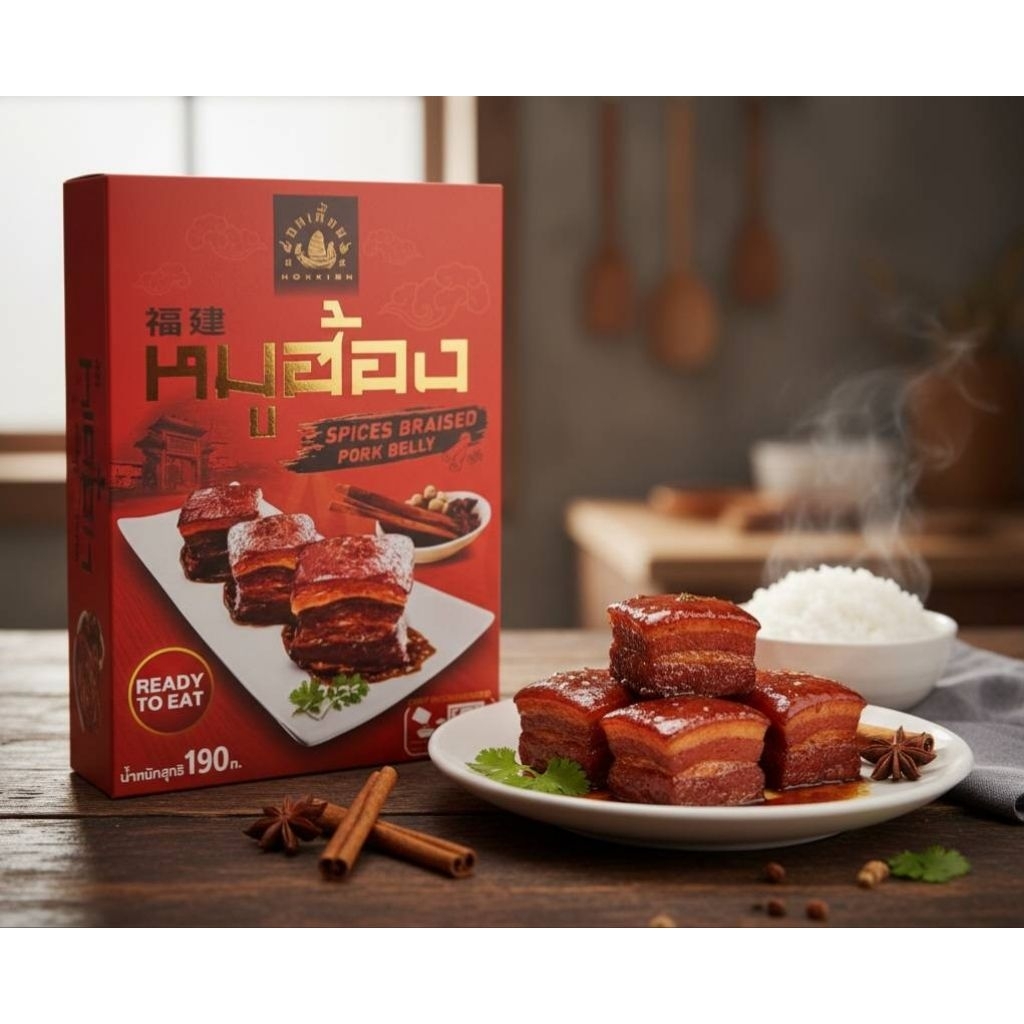 หมูฮ้องสำเร็จรูป พร้อมทาน ตรา ฮกเกี้ยน Spices braised pork belly