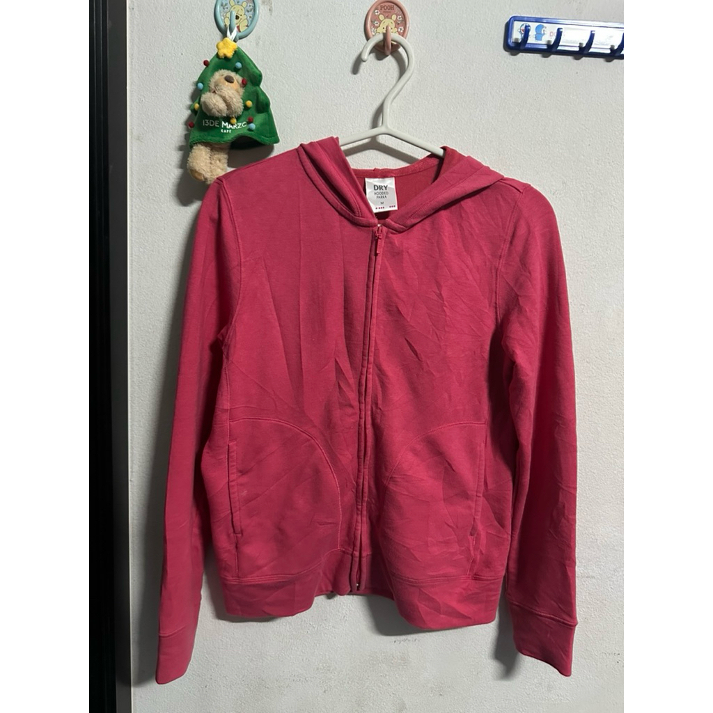 Uniqlo dry parka Hoodie สีชมพู มือสองของแท้💯