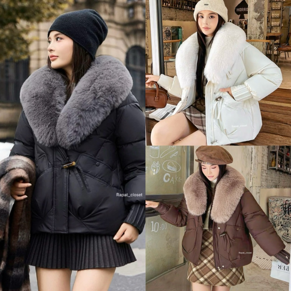 Rapat_closet R049 🐻Maryn collar Fur🐻 พร้อมส่ง เสื้อกันหนาว เสื้อแจ็คเก็ต เสื้อขน เสื้อโค้ทผู้หญิง