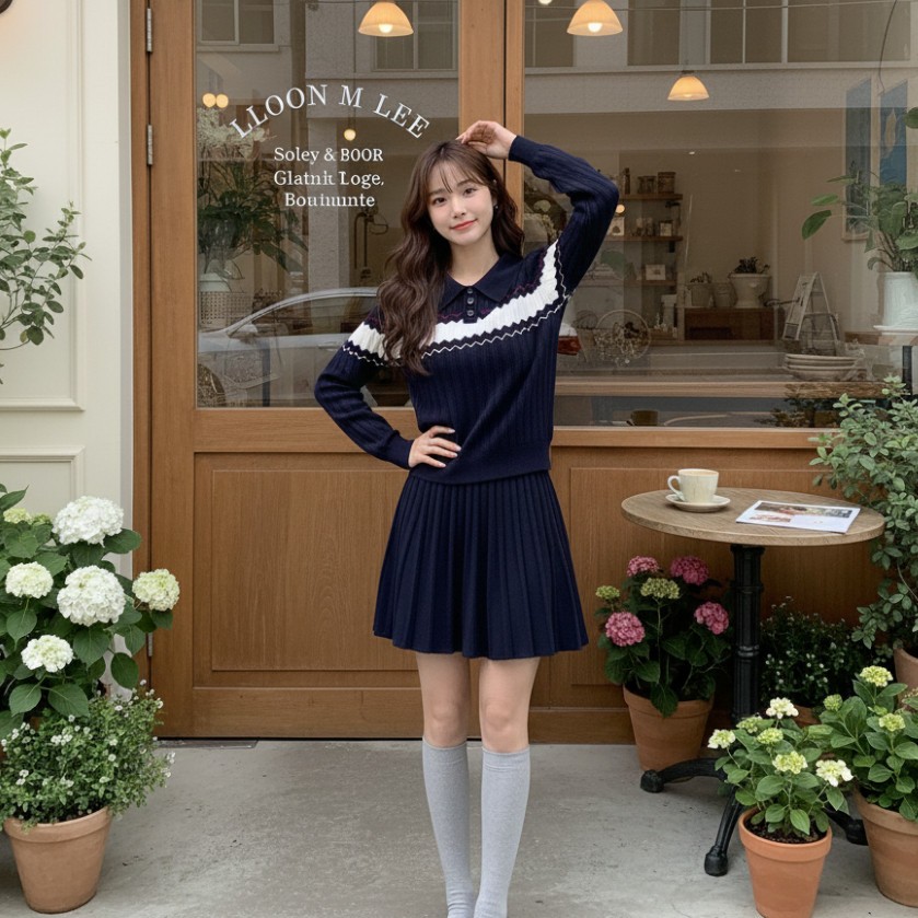 Qxico รุ่น CS224 ชุดเซ็ท 2 ชิ้น เสื้อ+กระโปรง