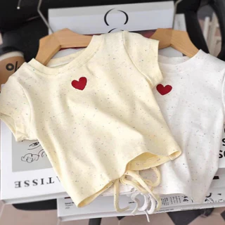 Babyonline(Y187)G1M3 (ส่งด่วน1วัน) เสื้อยืดแฟชั่นสำหรับเด็กผู้หญิงแขนสั้นสีพื้น นุ่ม ใส่สบาย