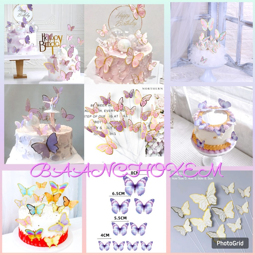 ป้ายปักตกแต่งเค้กวันเกิดผีเสื้อ ผีเสื้อหาง ผีเสื้อมีลาย ผีเสื้อฉลุ ผีเสื้อตกแต่งเค้ก