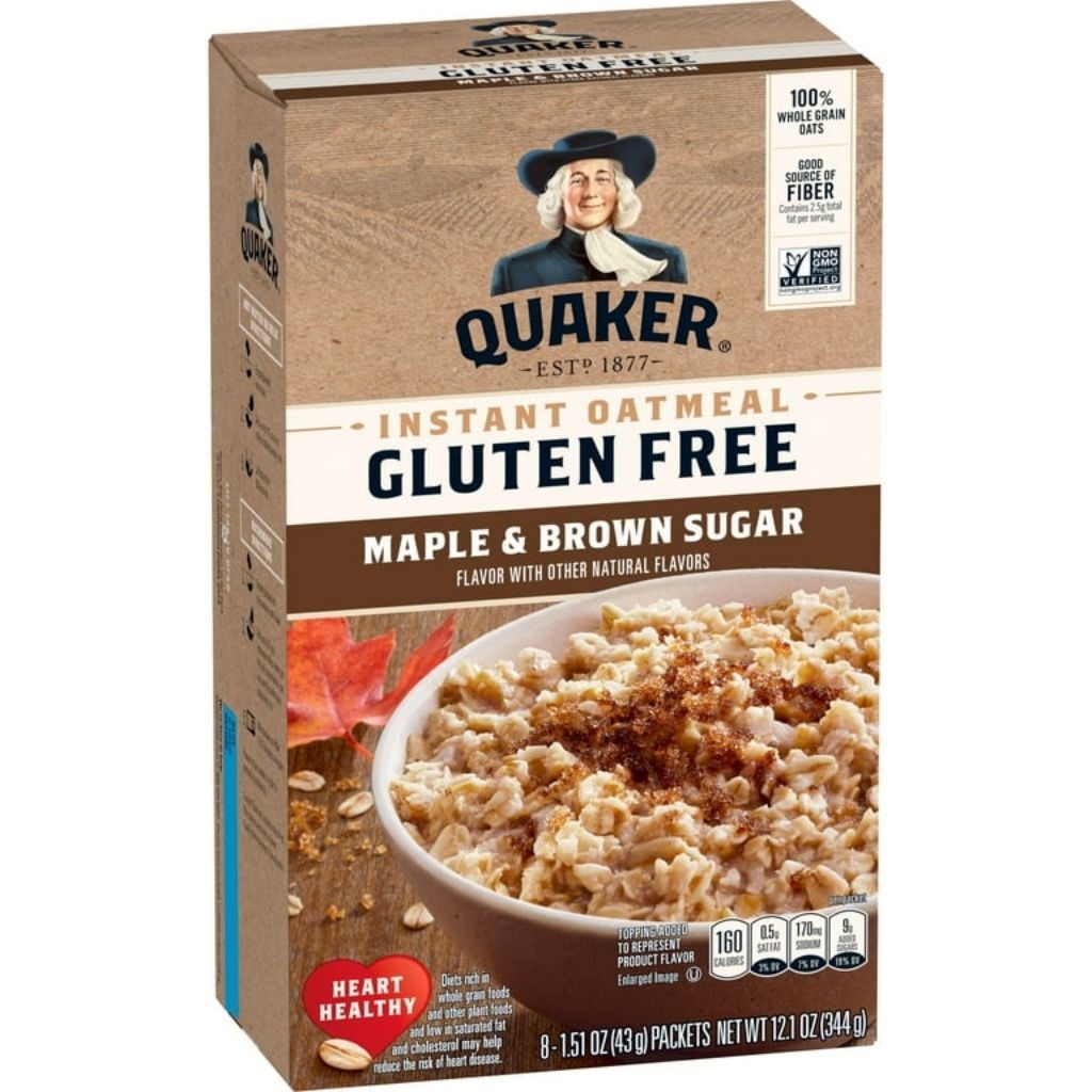 Quaker Instant Oatmeal, Gluten Free, Maple & Brown Sugar, Heart Healthy Oatmeal, Individual Packs
