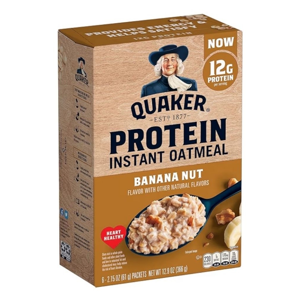 Quaker, Protein Instant Oatmeal, Banana Nut, 12.9 Oz,