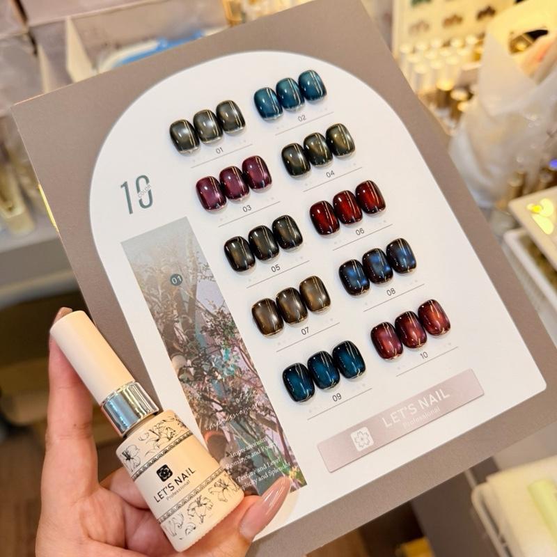 Satin cateye 10 color let nail สีเข้ม พร้อมชาร์จ new (001)