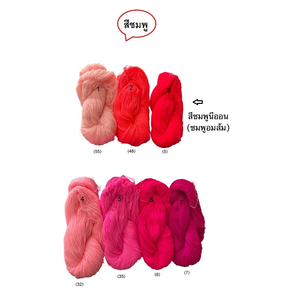 ไหมพรม 3 ply ไหมพรมเส้นเล็ก ขนาด 1 มม. โทนสีชมพู