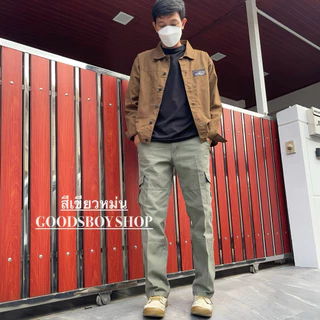 MJกางเกงคาร์โก้ขายาวผู้ชายผ้าCotton