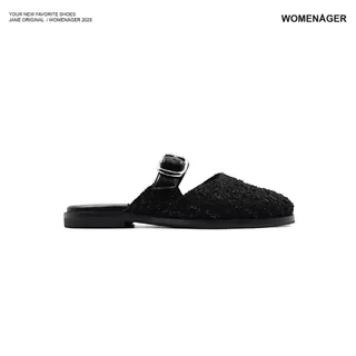 womenager - Jane Original สี Black tweed รองเท้าแตะคัทชูเปิดส้น สวมใส่ง่าย