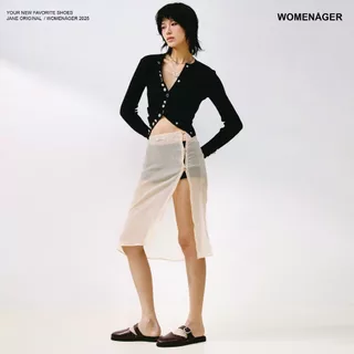 womenager - Jane Original สี Plum with metal studs รองเท้าแตะคัทชูเปิดส้น สวมใส่ง่าย