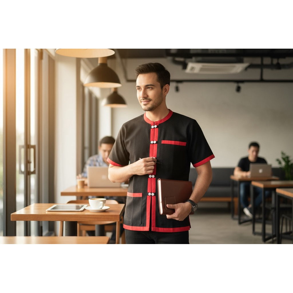 เสื้อผ้าฝ้ายซินมัยชาย-สีดำ