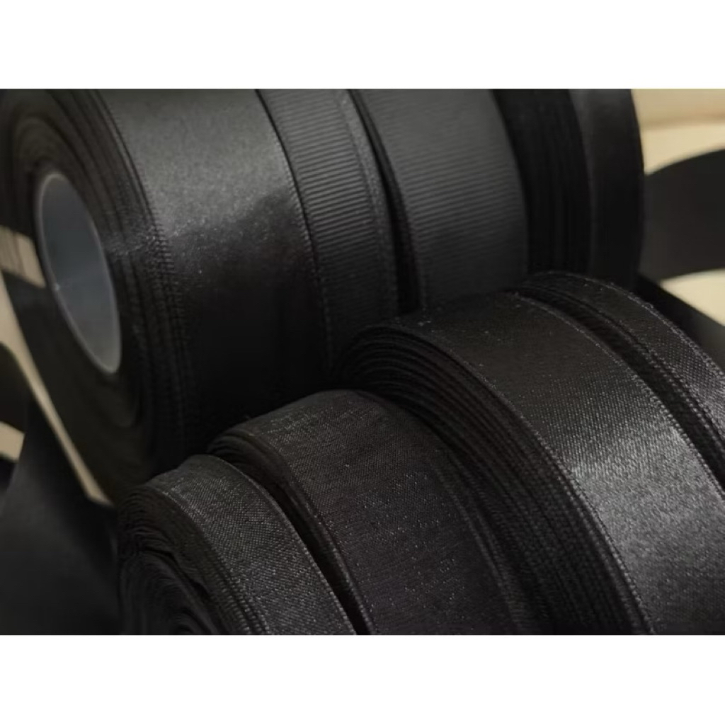 ริบบิ้นดำ โบว์ดำ ขนาด1.2cm หรือ 0.5นิ้ว ขายยกม้วน(50หลา) พร้อมส่ง