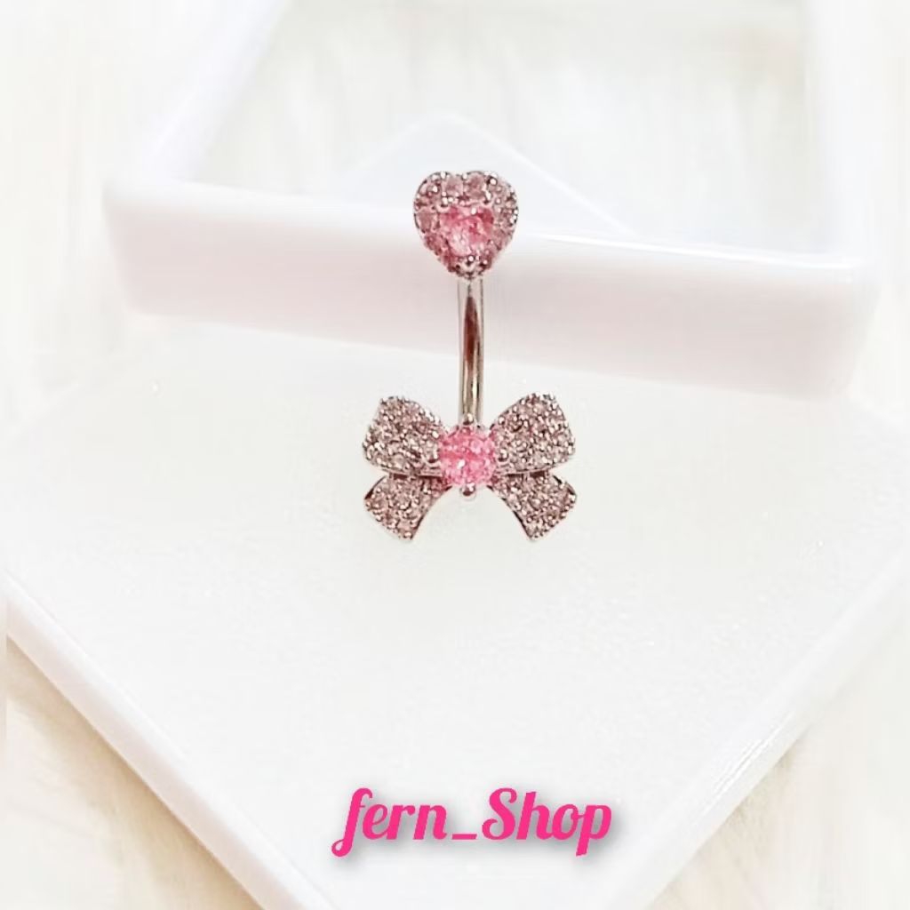 จิวสะดือ🎀โบว์🎀 สเเตนเลสเเท้ ใส่อาบนํ้าได้ คนเเพ้ง่ายใส่ได้ สวยหรูน่ารัก มีของเเถม🎁พร้อมส่งค่ะ❤️