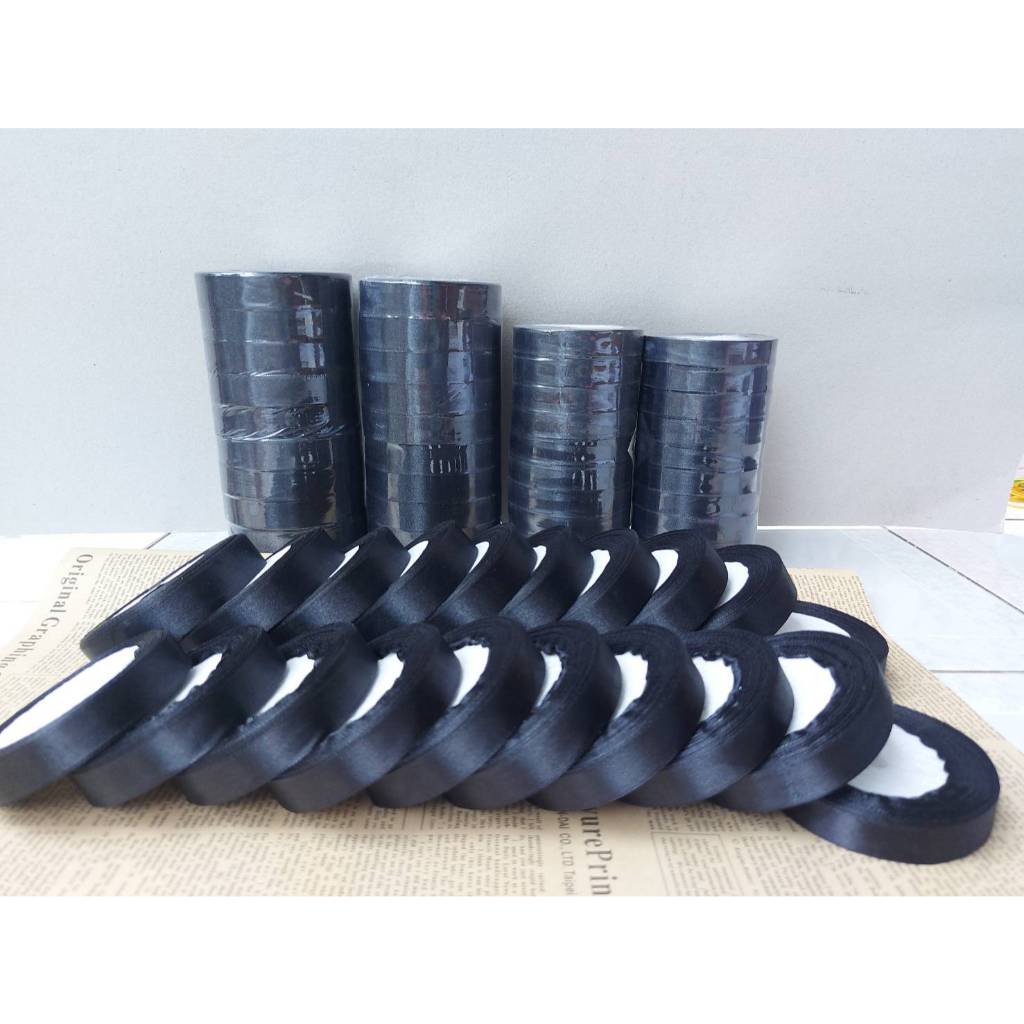 ริบบิ้นผ้า ริบบิ้นดำ สีดำ ขนาด 15 มิลเเละ 20 มิล สินค้าพร้อมส่ง - รูปที่ 3