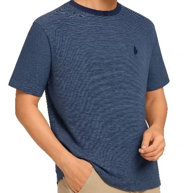 blue Pacific Union เสื้อยืด แขนสั้น ลายทาง สีน้ำเงินอ่อน