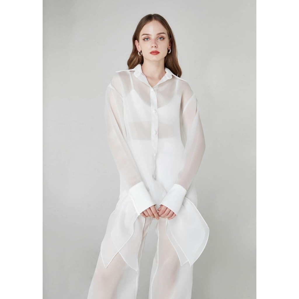 NICHp Heidi organza shirt เสื้อเชิ้ต organza เชิ้ตโอวเอร์ไซส์ ฟรีไซส์