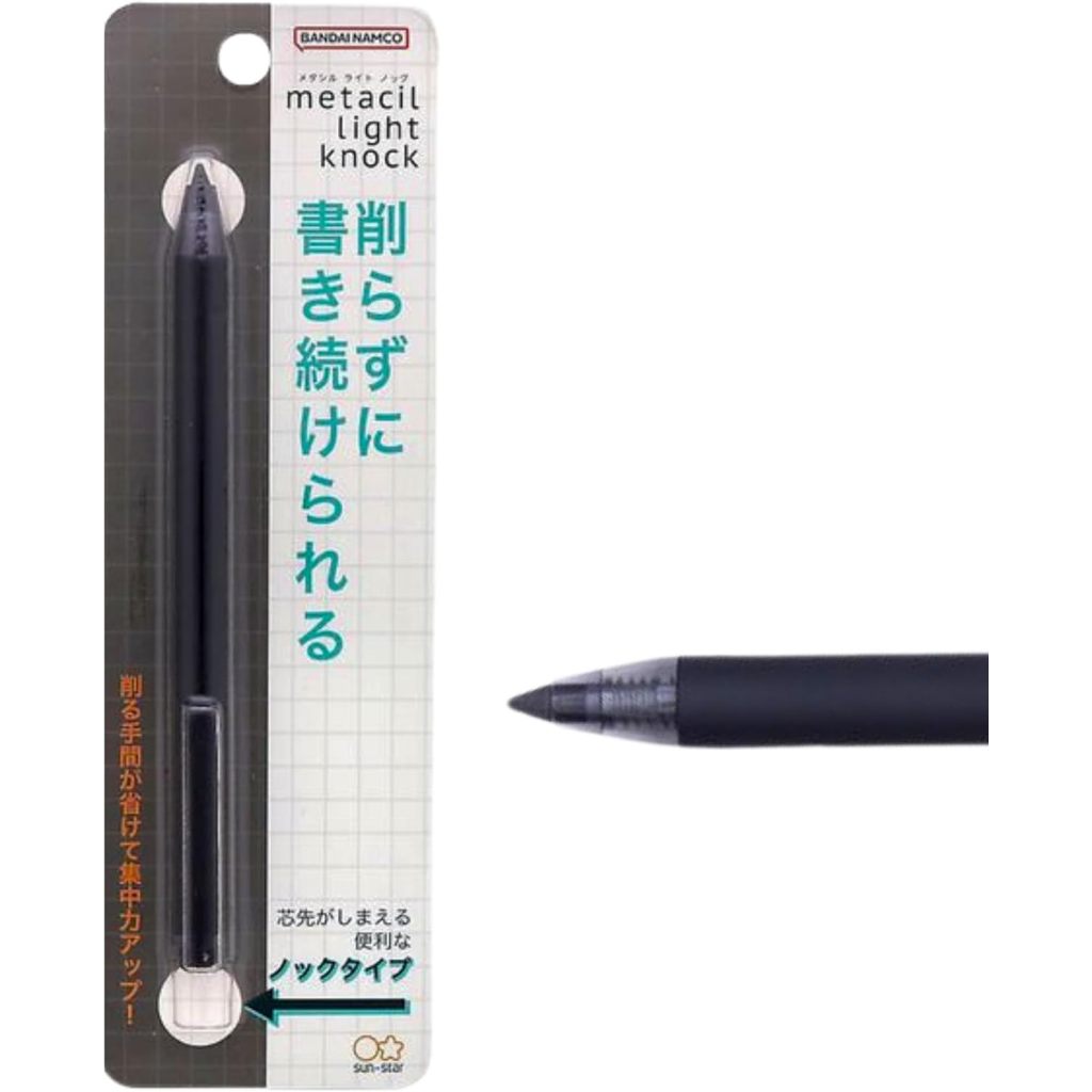 Sunstar Stationery Metal Pencil, Metasil, Knock, Black