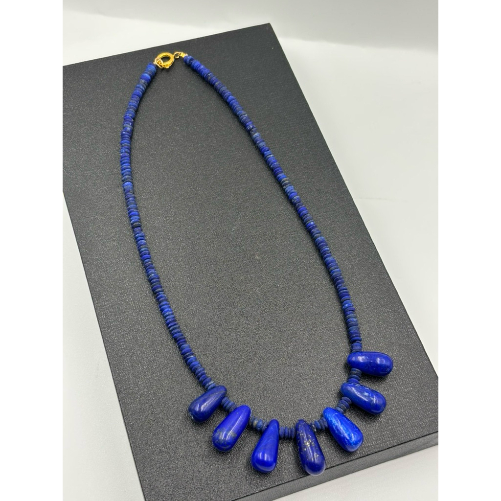 beautiful natural top quality Grade A lapis lazuli round beads with lapis pendant necklace 💙💙💙