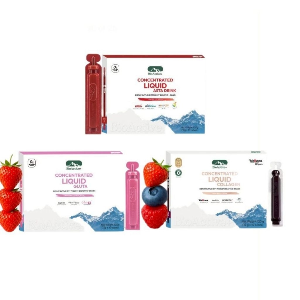 BioActive+ Concentrated Liquid Collagen/Gluta/Asta ไบโอแอคทีฟ พลัส คอนเซินเทรทิด ลิควิด ผลิตภัณฑ์อาห