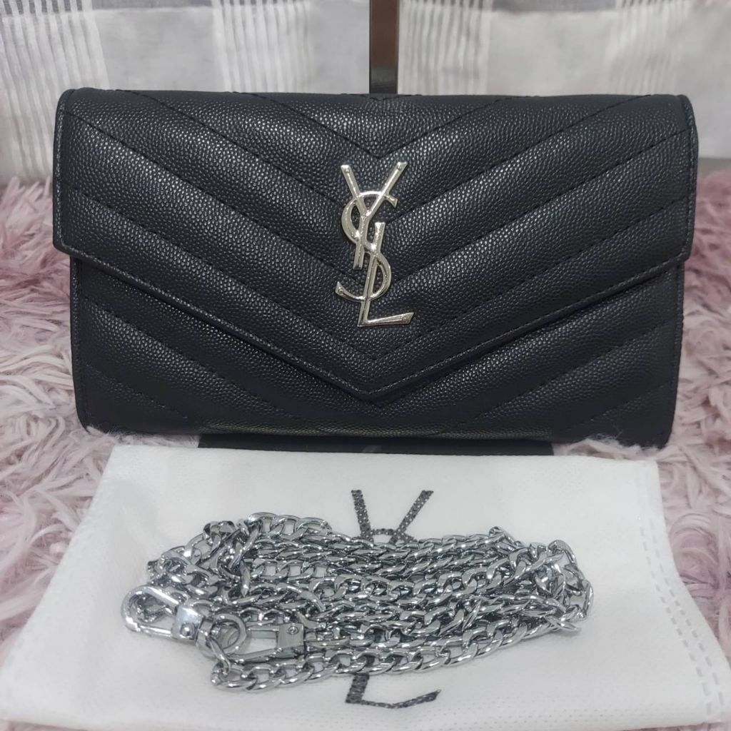 (Used) Ysl กระเป๋าสตางค์ใบยาว แถมสายสะพายให้ค่ะ