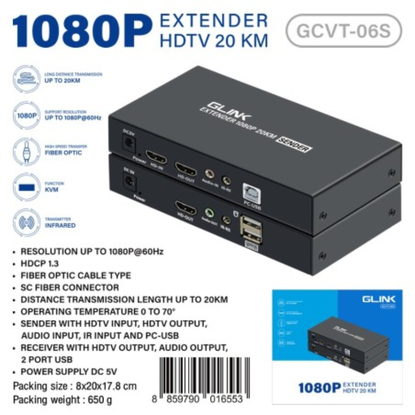 Glink HDMI-USB Fiber Video Media Converter GCVT-06S