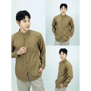 [ส่งทันที กทม.1 วัน] S19: เสื้อเชิ้ตคอจีนแขนยาว สีพื้น รุ่นมีกระเป๋า มีไซซ์ M-4XL ยับยาก ไม่ยืดไม่ย้วย ผ้านิ่ม