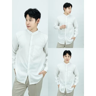 [ส่งทันที กทม.1 วัน] S19: เสื้อเชิ้ตคอจีนแขนยาว สีพื้น รุ่นมีกระเป๋า มีไซซ์ M-4XL ยับยาก ไม่ยืดไม่ย้วย ผ้านิ่ม