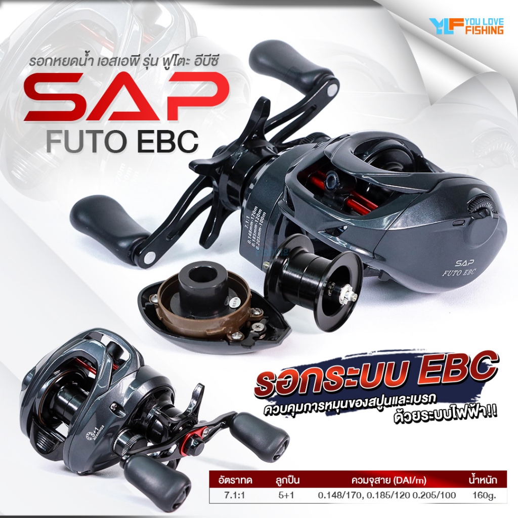 รอกหยดน้ำ SAP FUTO EBC ( เอสเอพี-ฟูโต้ อีบีซี ) ระบบหน่วงไฟฟ้าแบบดิจิทัล ควบคุมการหมุนของสปูนและเบรก มีเฉพาะหมุนขวา