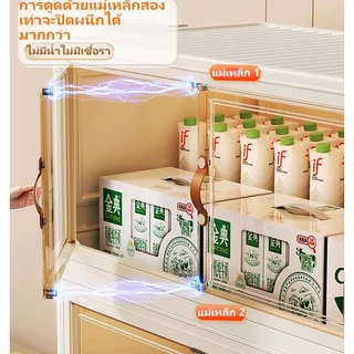kelinmi ตู้พลาสติก ตู้เก็บของ มีล้อ พับได้ 80CM (ขาว/ใส) ประหยัดพื้นที่ กันความชื้น วัสดุ PP ทันสมัยและเรียบง่าย