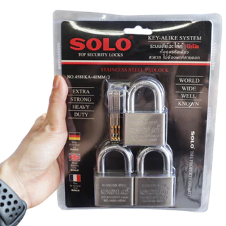 SOLO กุญแจ รุ่น 4588 ( มีให้เลือก 3 ตัว/ชุด และ 4 ตัว/ชุด ) ระบบคีย์อะไล้ท์ 40 mm. ทั้งชุดรหัสเดียว ไม่ต้องพกหลายดอก สแ