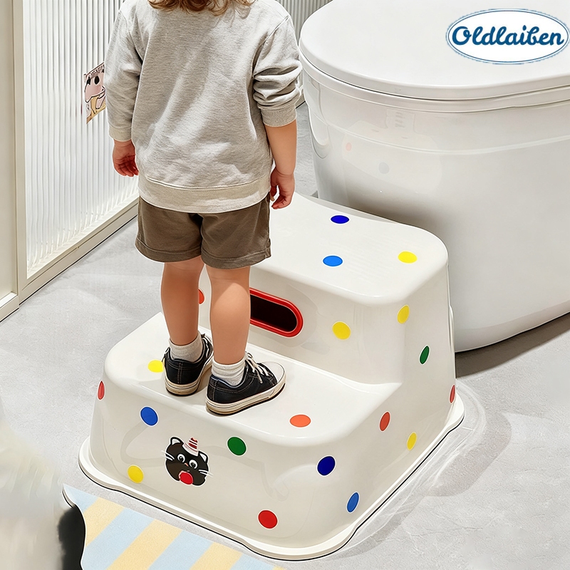 Oldlaiben บันไดชักโครกเด็ก เก้าอี้นั่งยอง เก้าอี้เหยียบขึ้นชักโครกสำหรับเด็กมี 2 ชั้น มีกันลื่นทั้งที่ฐานเหยียบและมุมวาง