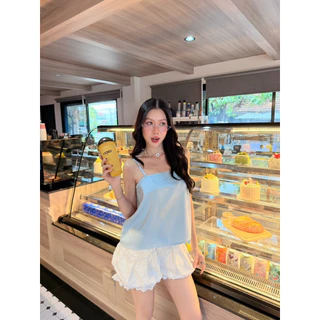 BY IRA Amanda strap top เสื้อสายเดี่ยว ผ้าซาติน แต่งลูกไม้ช่างอก ดีเทลหรู ลุคคุณหนู คุณใจ