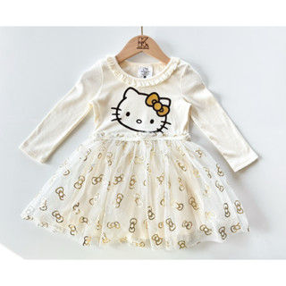 (2-7y)HelloKitty ชุดเดรสแขนยาว/ชุดเดรสเด็กผู้หญิง